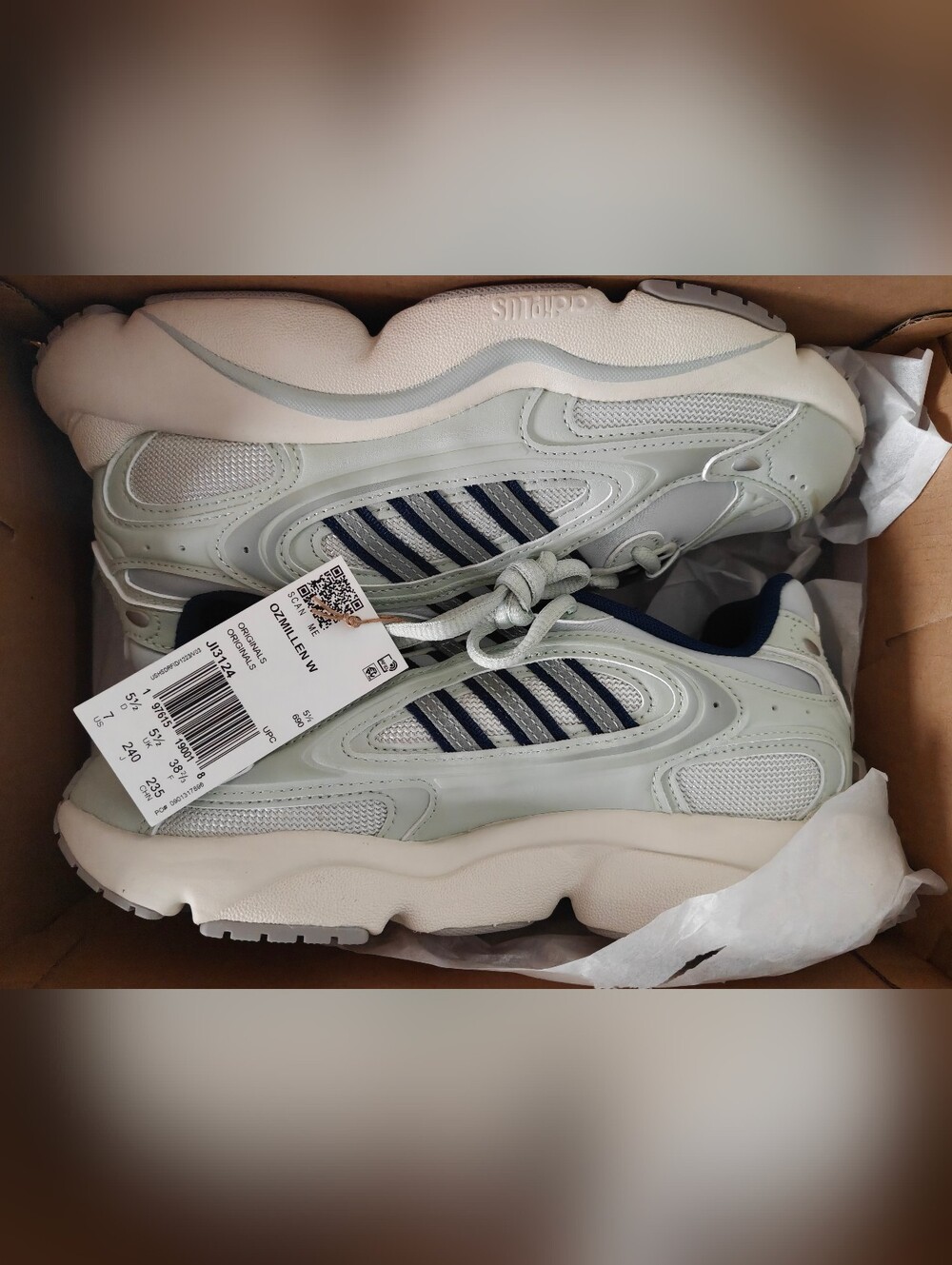 Adidas Ozmillen Shoes Seafoam Green Navy White 7W 5.5Y JI3124 NWT NIB